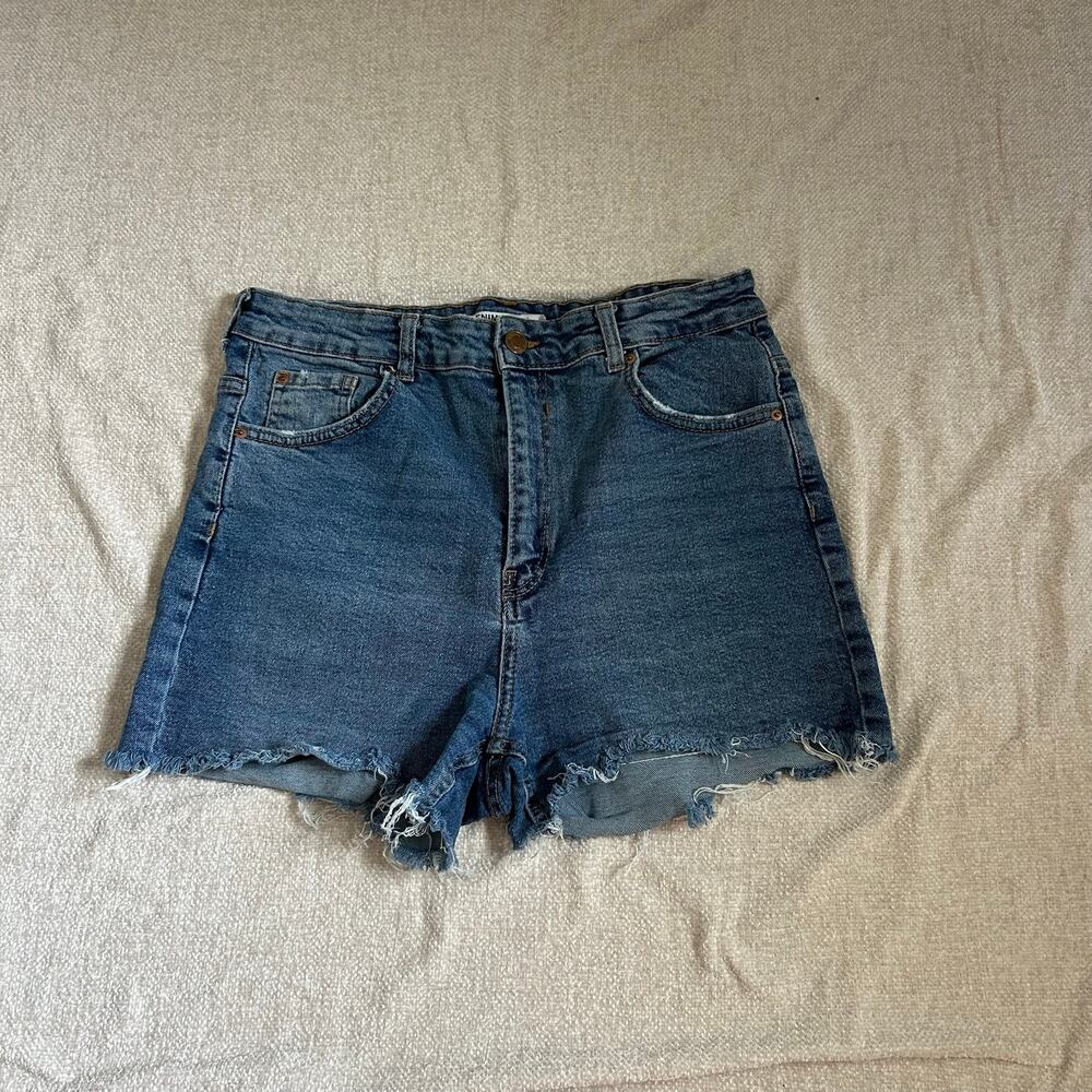 blue bershka high rise shorts